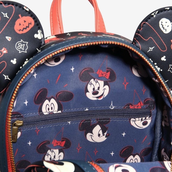 Loungefly Disney Halloween Mickey and Minnie Backpack Glow in the Dark - Picture 5 of 7